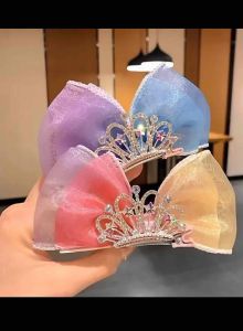 (SG STOCK) Childrens Crown Bow Hairpin Super Fairy Princess Butterfly Tie Hair Clip Girls Birthday Show Hair Accessories