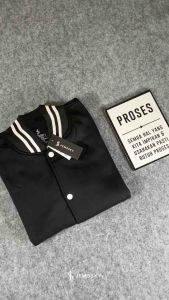Jemssky Jaket Baseball Pria Jaket Fleece Casual Cowok Premium Jaket Varsity Pria Wanita Polos Hitam