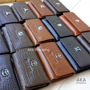 [GK Merk14] Dompet STNK Gantungan Kunci Mobil Kulit Sapi | LIPAT 3 KULIT BUAYA