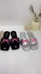 San San Dép NƠ THEO Dép Lê Đế Bệt Nữ Quai Ngang Nơ Theo Hồng 2 Màu Xinh Thời Trang Dép Đi Tiệc Du Lịch Êm Chân