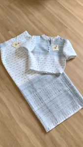 ชุดเซตผ้าทอ อัดกาว ลายน่ารัก งานบุญ งานบวช ชุดไทยวัยรุ่น