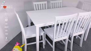 Familystar2u - Scandinavian Dining SetAll white Meja makan 1+4/solid white meja set/diningroom (1+4)