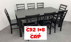 ❤️familystar2u - 8 Seater Full Solid Wood Dining Set 1 Table + 8 Chairs  Ready Stock Cappucino / Set Meja Makan 8 Kerusi