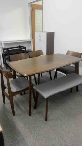 Familystar2u - Scandinavian White Wash or Walnut Dining Set Meja Makan Furniture Dining Table & Chair [6808]