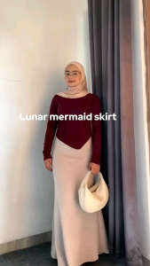 Lunar Mermaid Skirt - Rok Flare Wanita - Rok Mermaid Basic Polos - Mermaid Maxi Skirt Scuba Premium