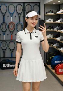 Váy liền thân thể thao nữ chơi Golf Pickleball tennis cầu lông chất thun lạnh mềm mịn co giãn thấm hút mồ hôi kèm theo quần đi theo