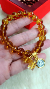 2025 Lucky Charm Bracelet Lucky Color Mocha Mousse Golden Brown with Money Bar Mantra St Benidect