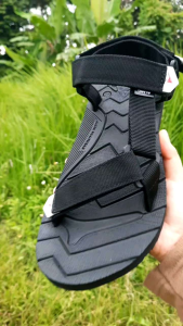 ALMIC-Sandal Gunung Selop Original Black Sendal Gunung Outdoor Pria wanita Karet Hitam