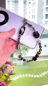 [MY🇲🇾 Ready Stock]闪电五眼天珠+太赫兹+金曜石狐仙+黑曜石方块+黄虎眼+心经+彩虹泡泡珠手机挂绳Multi-Crystal Energy Phone Charm｜ 化煞辟邪 ✦ 稳定情绪 ✦ 消除压力｜