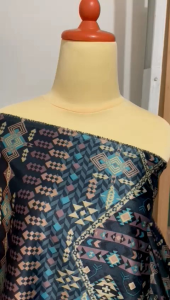 bahan silk melda motif etnic | bahan meteran | kain gamis ecer(harga per 05 meter)