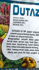 Fungisida kontak dan Sistemik Dutazeb 85 WP 1Kg Untuk Mengendalikan Busuk Akar Batang Daun dan Buah Obat jamur semua jenis Tanaman sayur Ketang Cabai Tomat