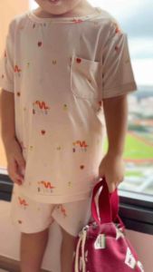 LITTLE WILD LEAF || Chinese New Year Premium Kids Bamboo Clothes Day Wear Set (T-Shirt and Shorts)