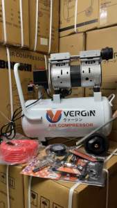VERGIN รับประกัน 1 ปี ถังลม 30 ลิตร 1000W ปั๊มลม ปั๊มลมโรตารี่ ปั๊มลมออยฟรี 30 ลิตร