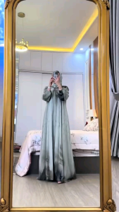 Alesha - AURORA Dress Premium Ceruty Babydoll Gamis Set Hijab Segi 4 Terbaru Set Hijab Motif Mewah Best Seller Dress Wanita Kekinian Gamis Terlaris Viral Busui Friendly