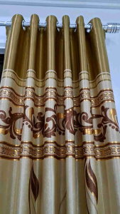 GORDEN JENDELA DAN PINTU PRINT EMAS PANJANG 240CM / SET RUANG TAMU / HORDENG TEBAL BAHAN BLACKOUT