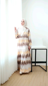KAMELA DRESS BY GREENISM | GAMIS SATIN SILK MOTIF