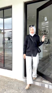 Kemeja Wanita Lengan Panjang Basic Polos Simple Elegan Kain Rayon Twill Premium