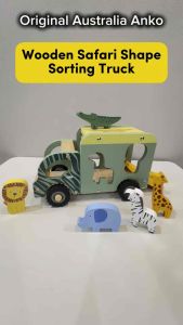 Australia Anko Safari Truck Wild Animals Shape Sorting Truck Educational Toy Mainan Lori Binatang 动物形状塞塞乐木玩具卡车