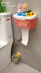 2pcs  Tissue Box Toilet Paper Container Case Multi-function Paper Holder Storage Box 免打孔厕纸巾盒