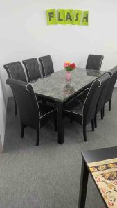 EWJ Rectangular Laminate Marble Dining Table + Parson Chair 1+6 1+8 Black Grey *NOT ACTUAL MARBLE*