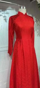 ÁO DÀI NỮ ĐỎ FROM TRUYỀN THỐNG HOẠ TIẾT LÁ TRÚC HOA NHÍ MẶC ĐI TIỆC CƯỚI HỎI