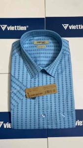 (6P0083) Áo sơ mi Việt Tiến tay ngắn vạt ngang form Regular fit hơi ôm 100%cotton