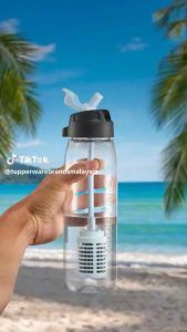 TUPPERWARE PURE & GO WATER FILTER BOTTLE SET 750 ml  with straw & filter