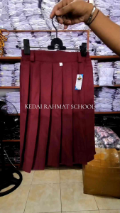 Rok Sekolah Pramuka SD Pendek Rempel Merah Hati Tua Maroon Coklat Bahan Rapilo