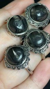 (Real Unit)Natural Hypersthene Cat-Eye Adjustable Ring/ Golden Luck Stone Silver Plated 天然金运石可调节 戒指 +猫眼+镀银 (S/n:3270319)