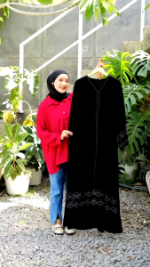 Abaya Ruhi Gamis Jubah Hitam Arab Turki Turky Maroko Mesir Saudi Madinah Dubai India Murah Umroh Haji Mewah Premium Bordir Baju Muslimah Pabrik Abaya Bangil  Pakaian Wanita Simple Remaja Sporty Unik Syari JetBlack