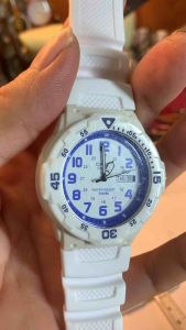 Đồng hồ nam CA. sio Quartz hai lịch size 43mm máy 5125 MRW-200H full trắng niềng xoay cọc số học trò xanh dương chống nước 100M