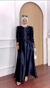 Sakura Dress Gamis Wanita Mewah Bahan Silk premium mix Brukat aplikasi Payet Mutiara Gamis Kondangan Pesta Terbaru
