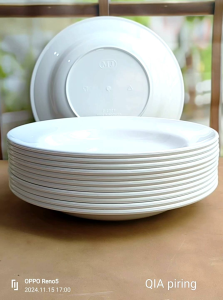 12pcs piring makan bulat polos melamine 9inc tebal tahan panas berkuwalitas gratis 1 sendok