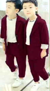 Jas Anak Laki-laki Blazer Set Murah Anak 3in1 Go Boy Umur 5 - 7 Tahun - Cokelat