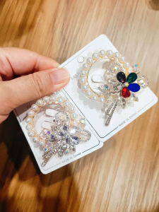 🇲🇾25SK New Korea Pearl Rhinestone Flower Brooch Kerongsang 🌸 Elegant Hairpin Wanita Gift Idea