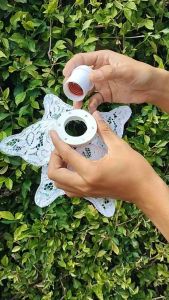 KELOPAK/CUP BUNGA BAHAN KAIN BRUKAT + FITINGAN DEKORASI TAMAN  RUMAH CAFE RESTORAN CANTIK MURAH TERLARIS DIAMETER 25 CM