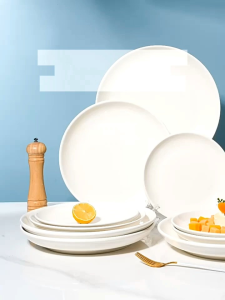 Fruit Plate Ceramic Pinggan Sup Deep Plates 6/7/8/9/10 Noodle Salad Hotel Restaurant Pinggan Set 果盘