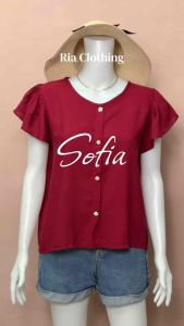SOFIA Butterfly Sleeves Blouse w/ Buttons Korean BKK Trendy Casual Top Officewear Women Ria Clothing