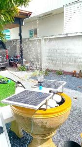 น้ำพุโซล่าเซลล์ลอยน้ำรุ่นใหม่ แค่จับลอยน้ำก็สามารถใช้งานได้เลย เสริมฮวงจุ้ยร้านอาหาร โรงแรม รีสอร์ท รุ่น EZY-BWF-4H plus