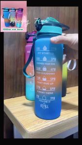 1L Motivational Water Bottle with Time Marker & Straw-BPA Free Locking Flip-Flop Lid