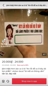 Sticker dán xe otofun "Xin lỗi đỗ xe ở đây đã làm phiền" lái mới xin thông cảm