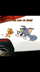 Decan dán xe ô tô hình mèo và chuột miếng dán xe ô tô chống nước dán kính hậu che vết xước ô tô decal ngoài trời