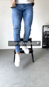 [Vault] New Mens casual Skinny Long Jeans - Black Light Blue Mid blueDark Blue-