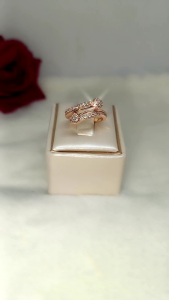 CINCIN EMAS WANITA MOTIF CABANG 2 PERMATA TERBARU SIMPEL ELEGANT | CINCIN WANITA MODEL TERBARU TITANIUM ANTI KARST TIDAK LUNTUR