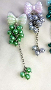 Hijabnur1 - Bros Hijab Mutiara Juntai Panjang - Peniti Dagu - Pin Hijab Handmade