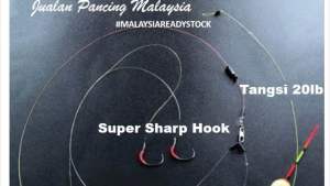 SKYGITZ MALAYSIA Perambut kolam Udang Harimau Galah  Tiger Prawn Jenggo Sepit Biru 2 mata HOOK siap ikat