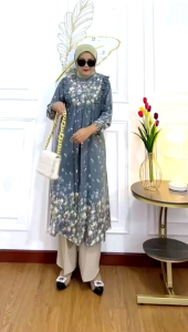 set tunik wanita lengan panjang bahan rayon tunik remaja korea style modern simple elegan remaja viral