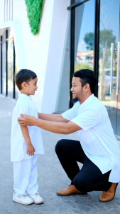 Baju Koko Putih Setelan Couple Ayah Dan Anak Muslim Laki Laki Keren Manasik Haji Lebaran Kondangan