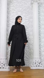 Gamis hitam abaya arab bahan motif embos kurma pedang super mewah full payung lebar terbaru