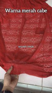 Kain brukat / brokat warna merah cabe | brukat katun tulang premium